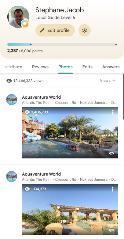 My Google Maps contributor profile: 13,466,333 photo views