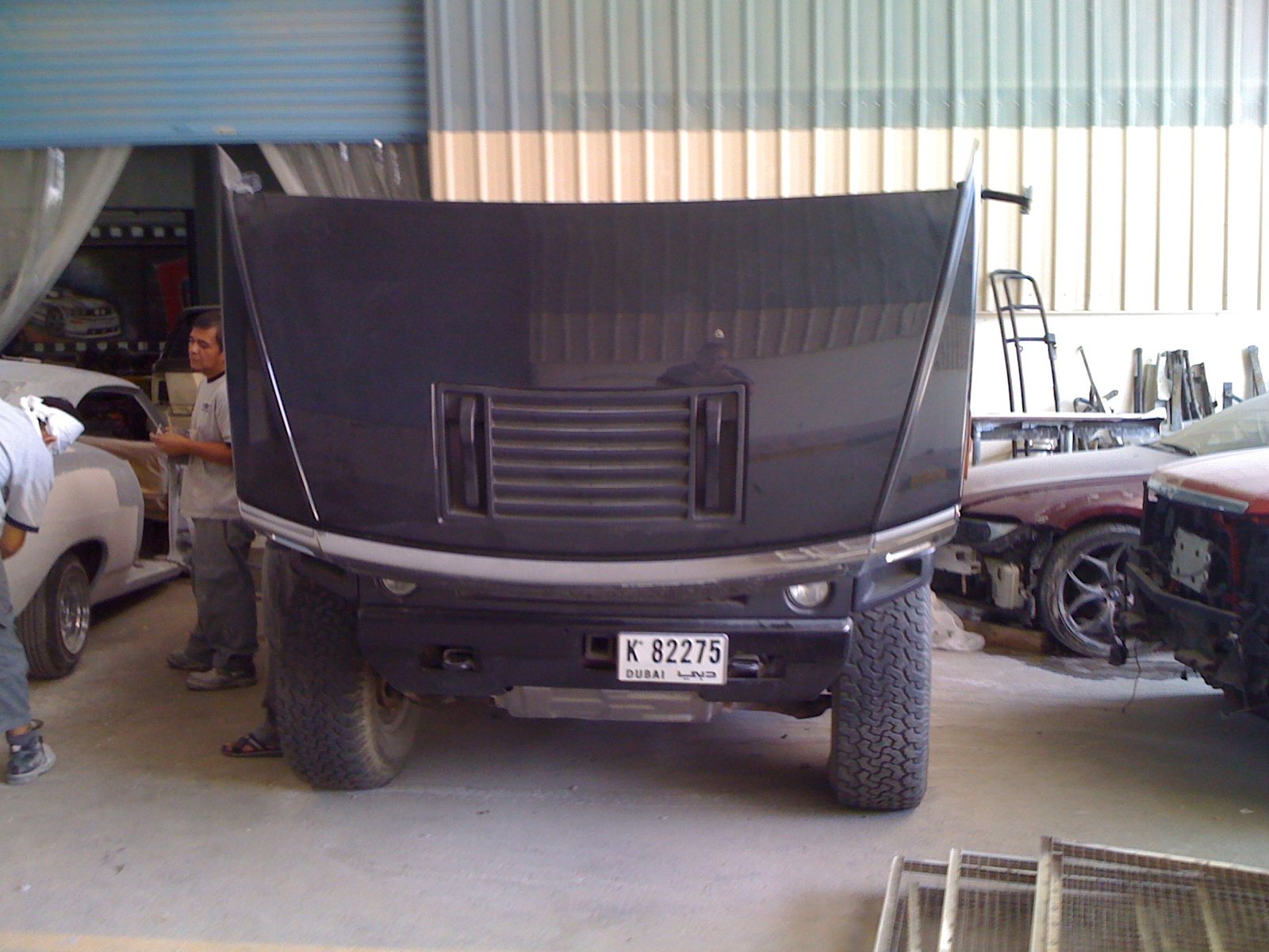 At the bodyshop.