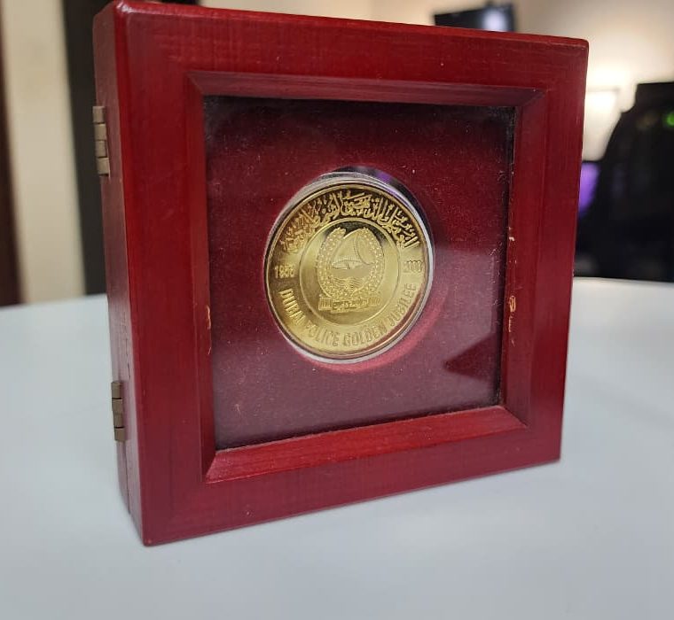 Dubai Police Golden Jubilee medal, presented at the same time.