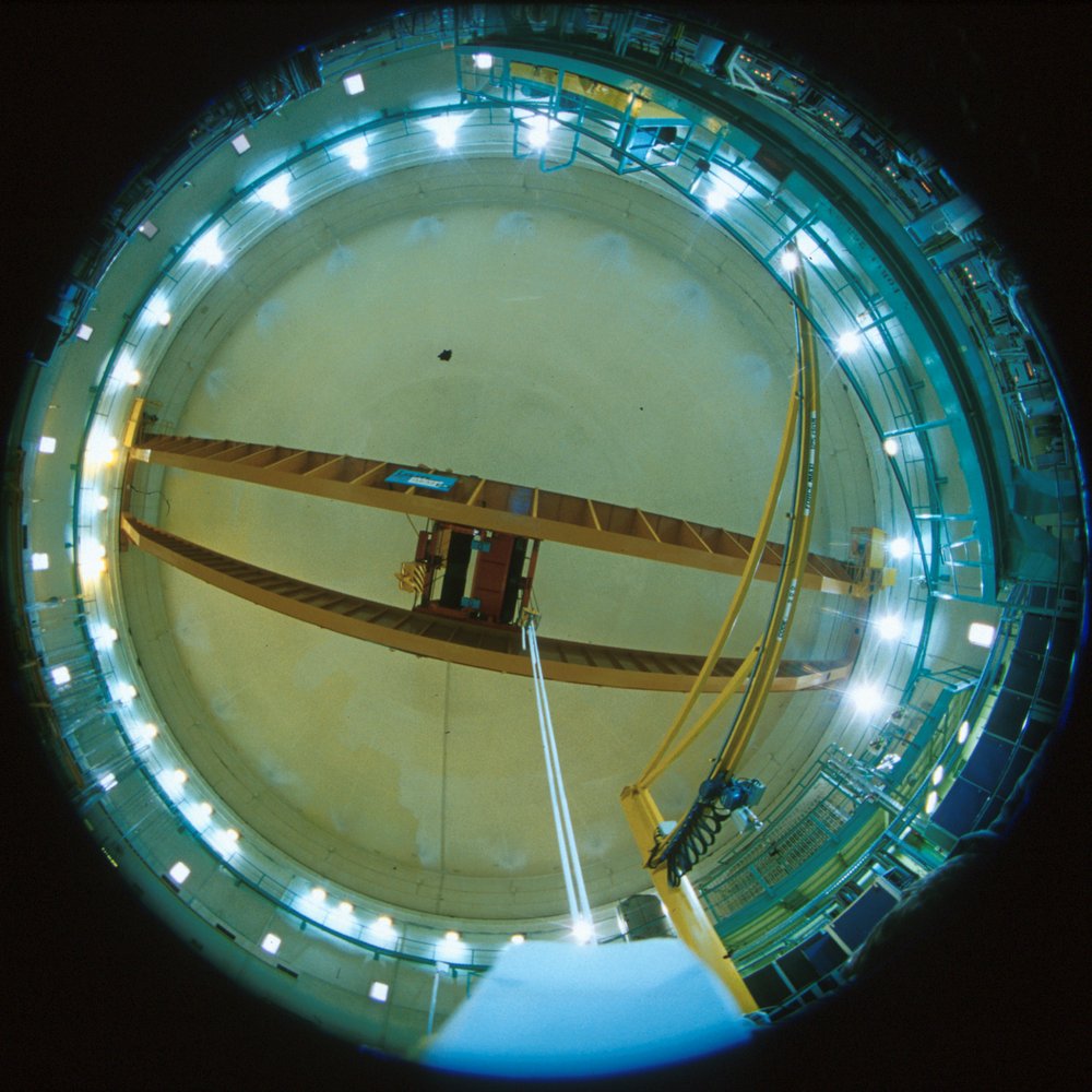 Looking up at the dome and the polar crane.