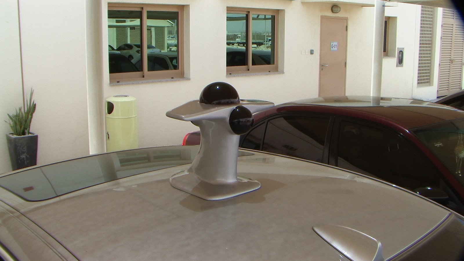 The fibreglass casing on a car roof, 2008.