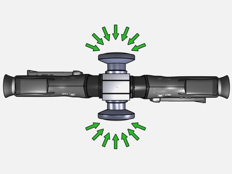 Top view of the folded optical path.