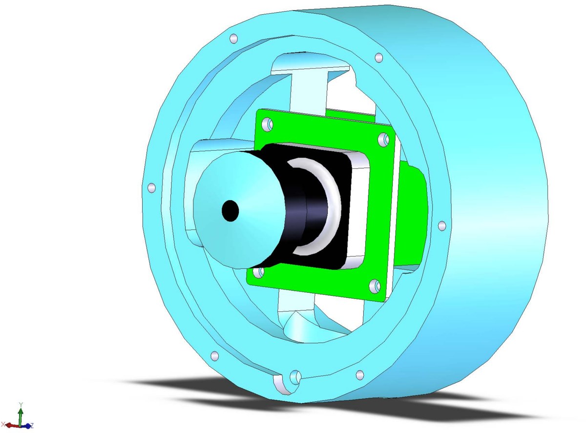 The camera housing, designed in 3D.